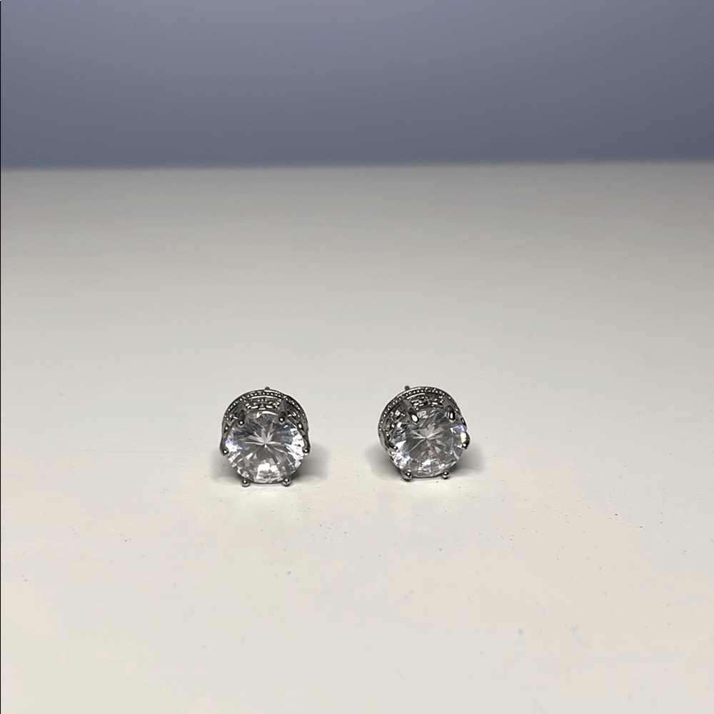 Crystal Diamond Silver Stud Earrings